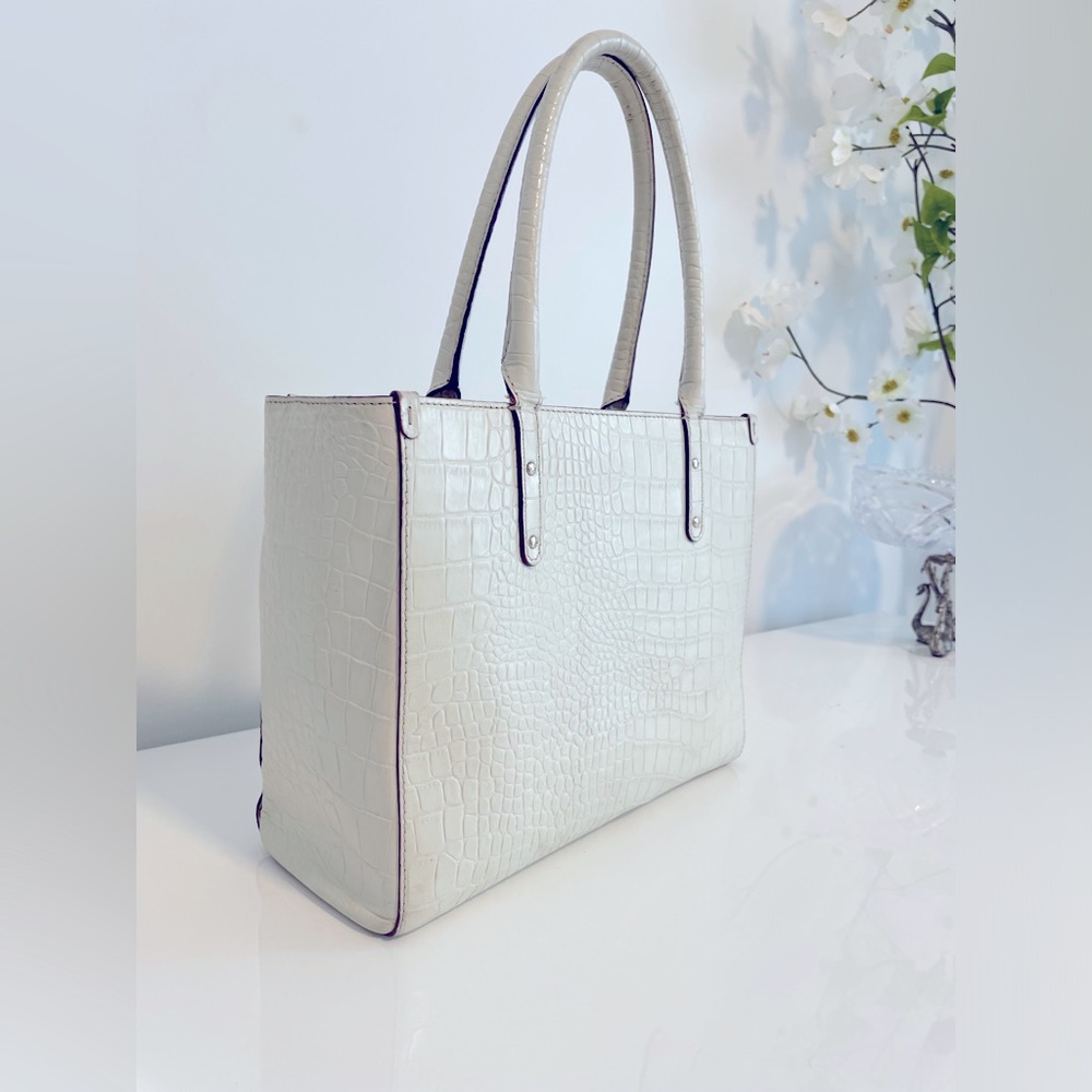 VINTAGE RARE KATE SPADE WHITE ALLIGATOR PRINT - Picture 2 of 7